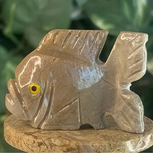 Miniature FISH Stone Carving Mini Figurine Steatite Soapstone Carved Animal 1.6”
